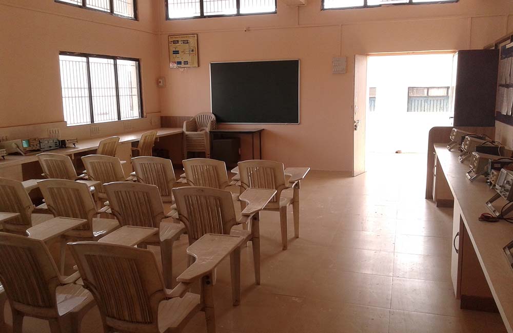 Department classroom with seating and blackboard