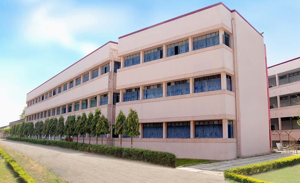 Academic block with landscaped lawn